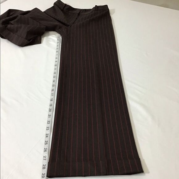 Lafayette 148 New York Brown Pinstripe 2-Piece Pantsuit Cuffed Hem - Picture 15 of 16